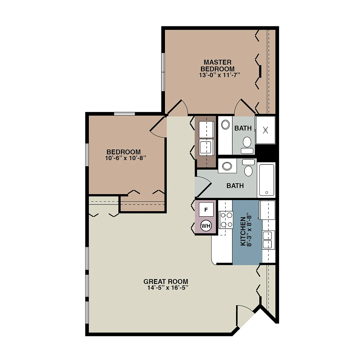 Floor plan 8 Plex 2 Br 2 Bath Upper (I)