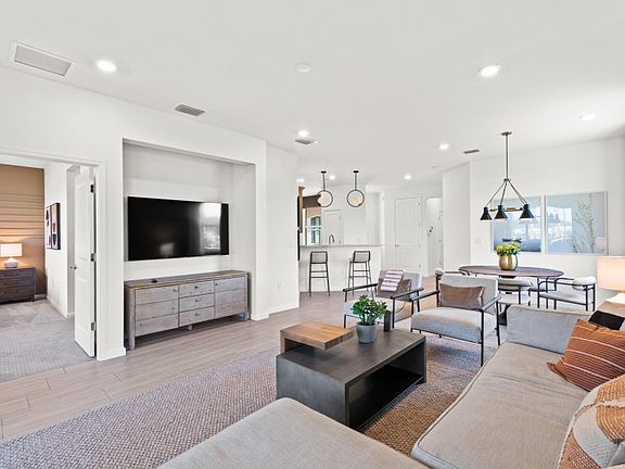 Spacious gathering room with tile floors
