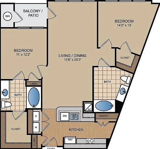 2 bedroom, 2 bath 2 bedroom, 2 bath