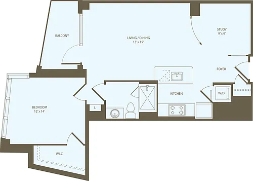 Floor plan 1 Bedroom U_S