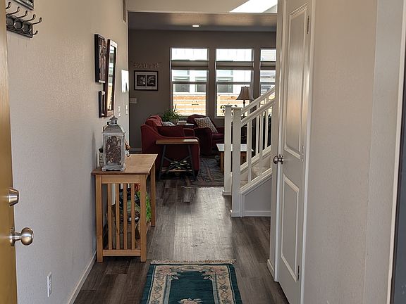 Walk in the front door: front hallway, looking toward living room