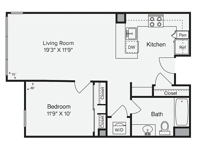 Floor plan 1 Bed 1 Bath - 1A-1_S