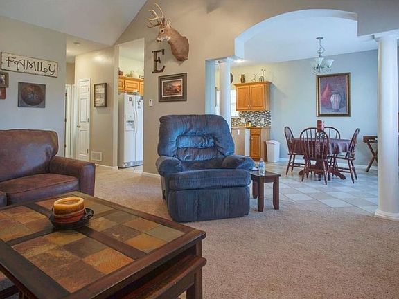Large living room with open floor plan.