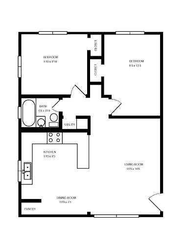 Floor plan XANADU- TWO BEDROOM