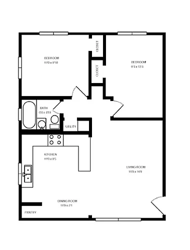 Floor plan XANADU- TWO BEDROOM
