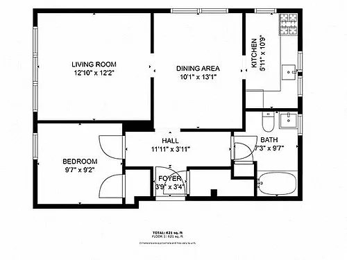 Floor plan 1 Bedroom 1 Bathroom