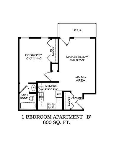 Floor plan 1 Bedroom Apartment B