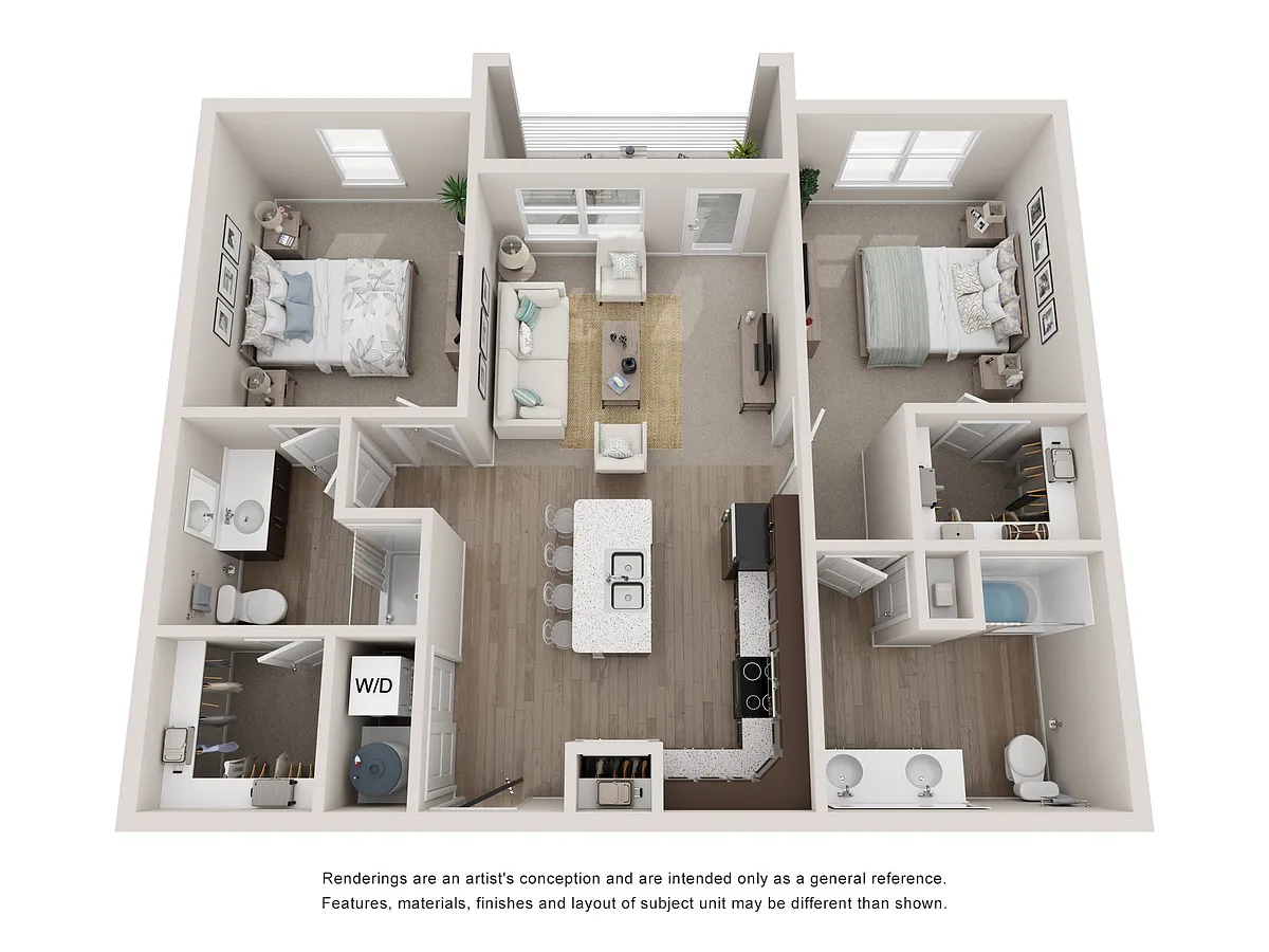 Floor plan Two Bed, Two Bathroom A
