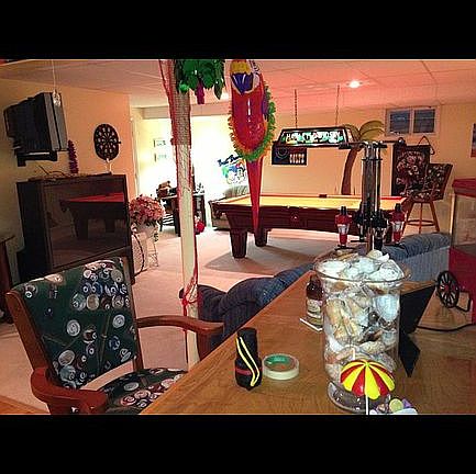 Finished basement bar area