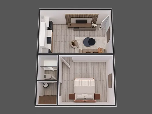 Floor plan One Bedroom One Bath Type H
