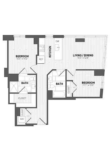 Floor plan 2 Bed/2 Bath-D-3
