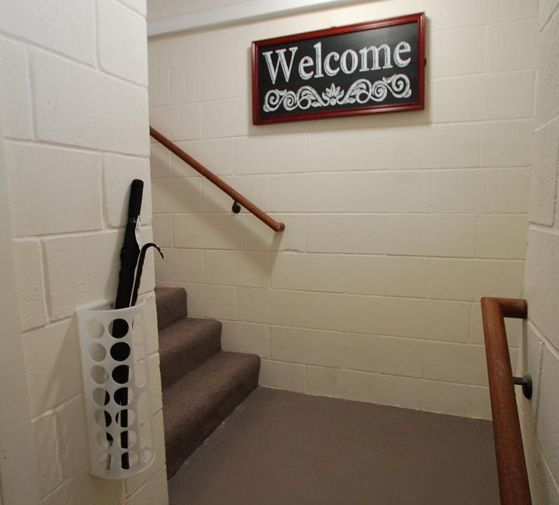 Entrance up from private garage