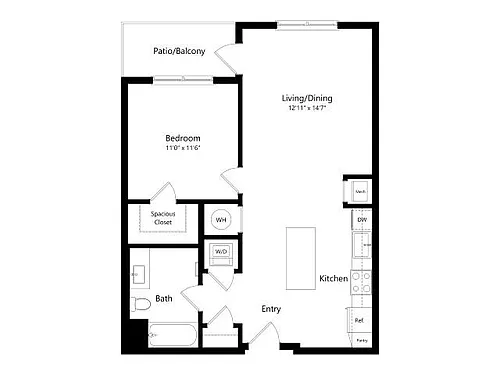 Floor plan A1 | 1 Bed | 1 Bath
