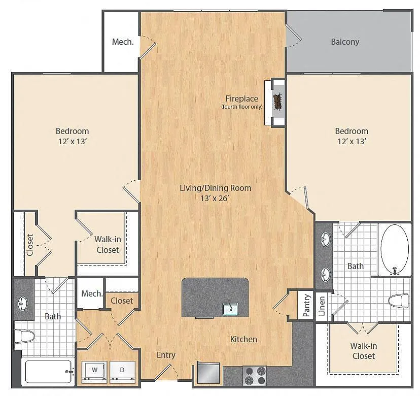 Floor plan 2 Bed/2 Bath-B3-B8-B9