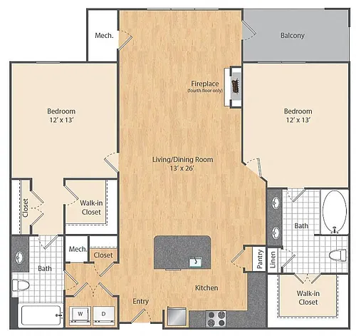 Floor plan 2 Bed/2 Bath-B3-B8-B9