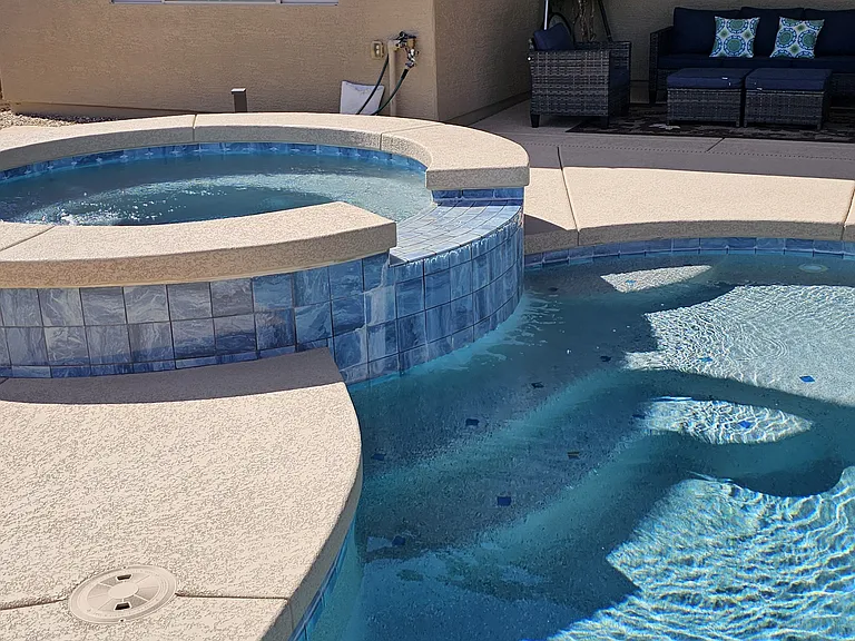 Multi level Malibu terraced saltwater tub.