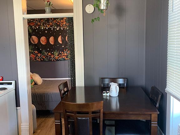 Open living, dining, kitchen