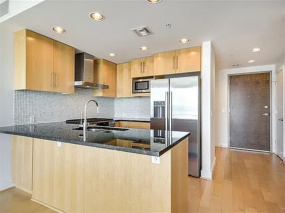 Fully applianced kitchen.