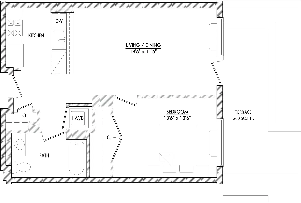 Floor plan A3-2 with Terrace