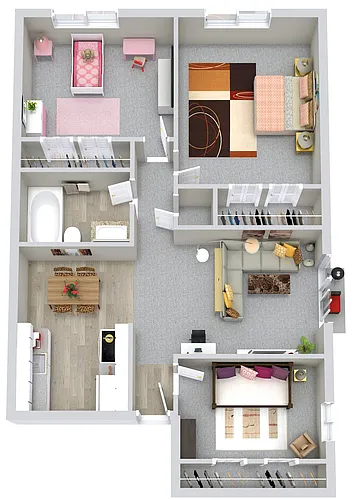 Floor plan 3 Bed/1Bath - Premium Upgrade