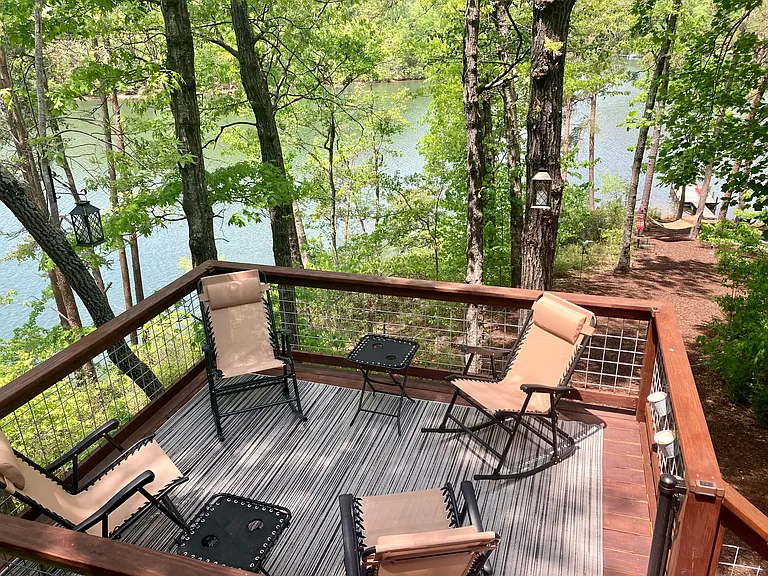 Outside "Treehouse" Deck overlooking the lake.