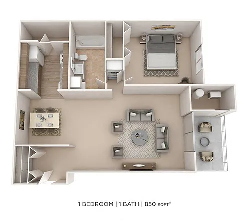 Floor plan One Bedroom-850 sqft