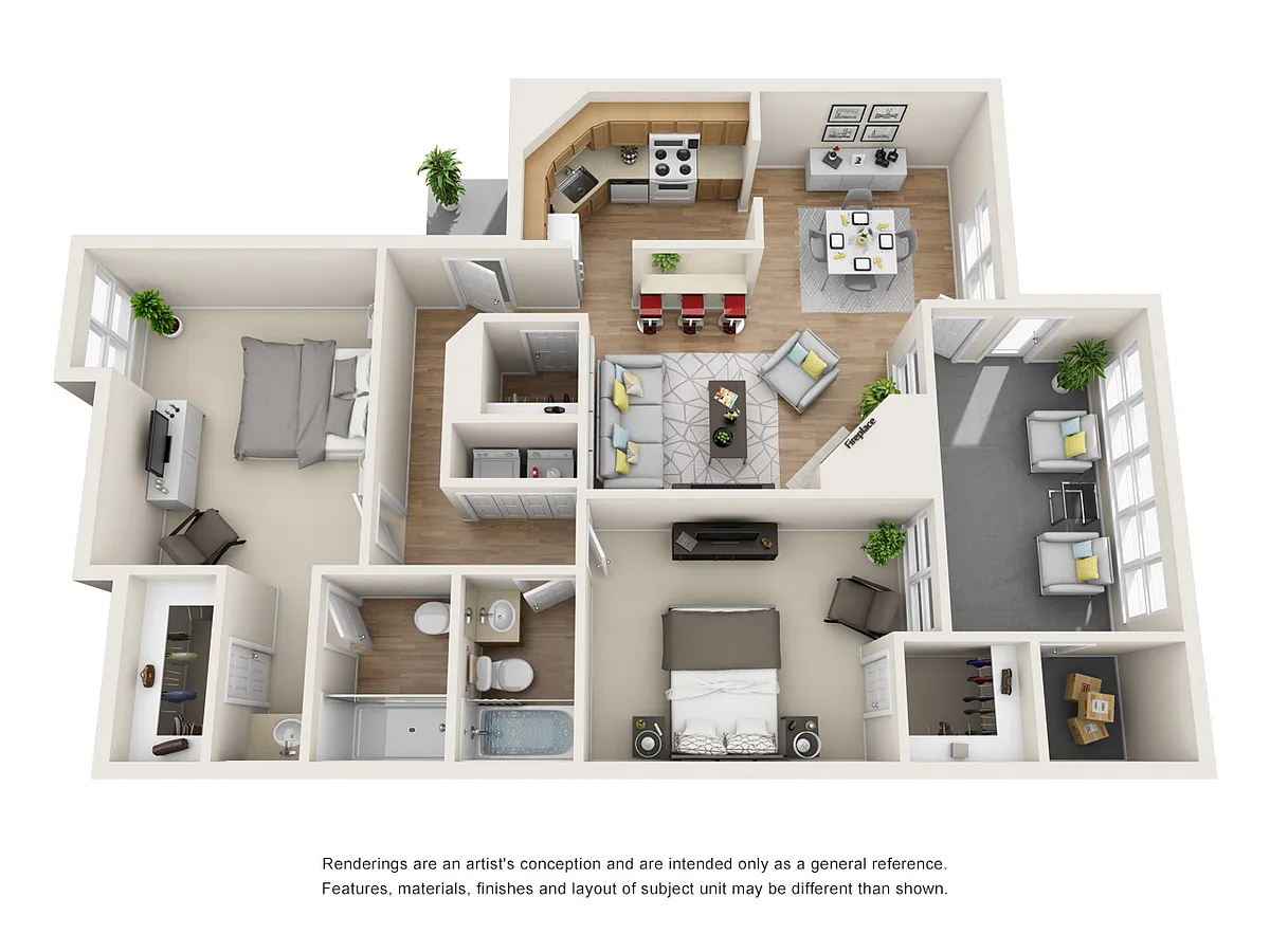 Floor plan 2 BR/2 BA - Iris