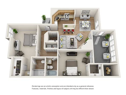 Floor plan 2 BR/2 BA - Iris