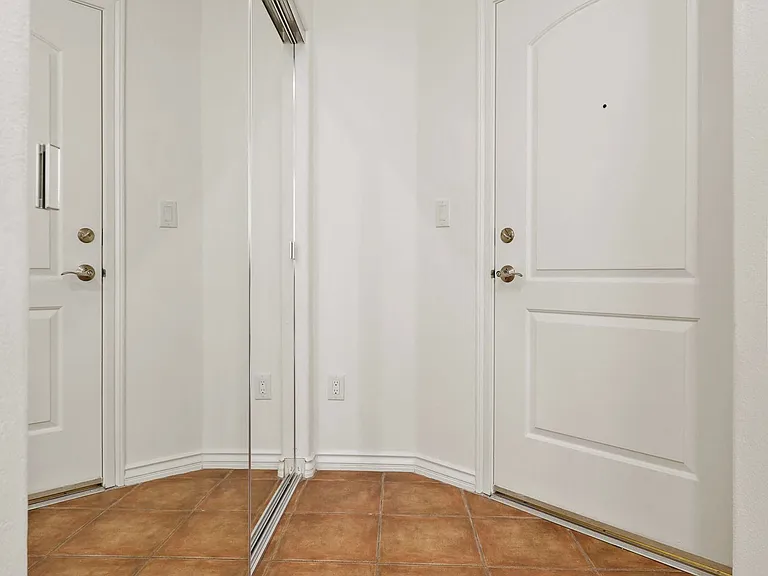 Entryway with Large Mirrored Storage Closet