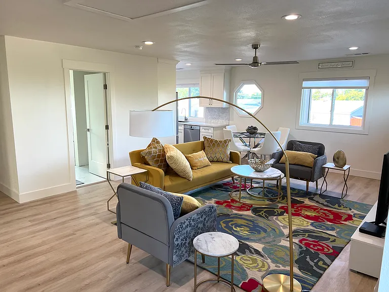 Large open concept family area with lots of natural light.