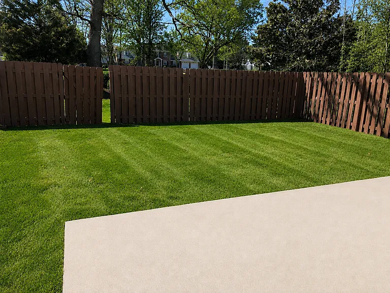 Sodded lawn and fenced for privacy.Concrete patio.