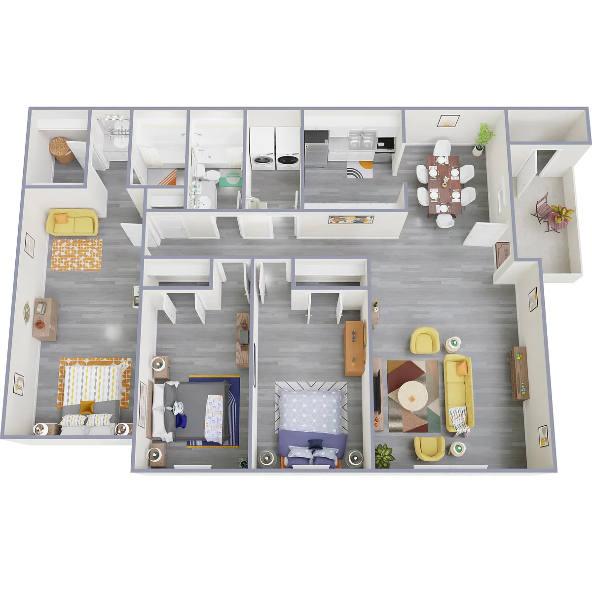 Floor plan Downstairs 3x2 with Side Patio