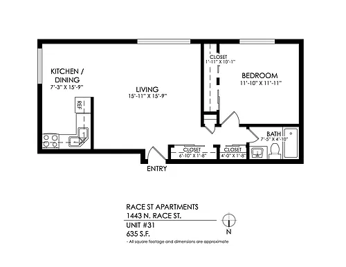 Floor plan 1 Bedroom, 1 Bath