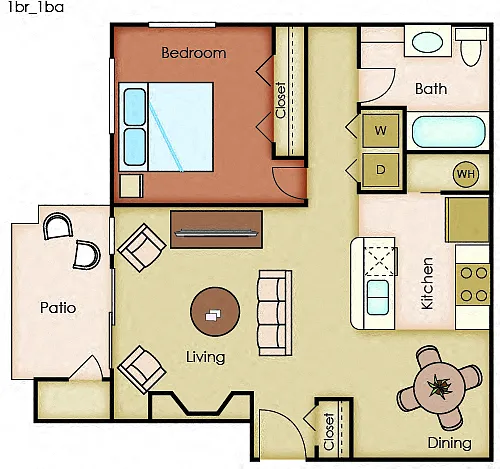 Floor plan One Bedroom One Bath