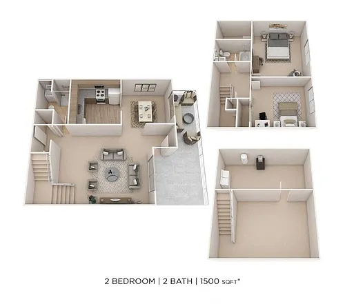 Floor plan Two Bedroom 2 Bath Townhome