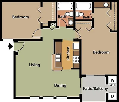 Floor plan Remodeled 2/2 Apt