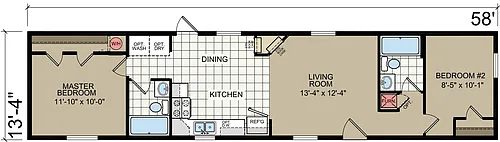 Floor plan 2 Bed 2 Bath Single Section Home