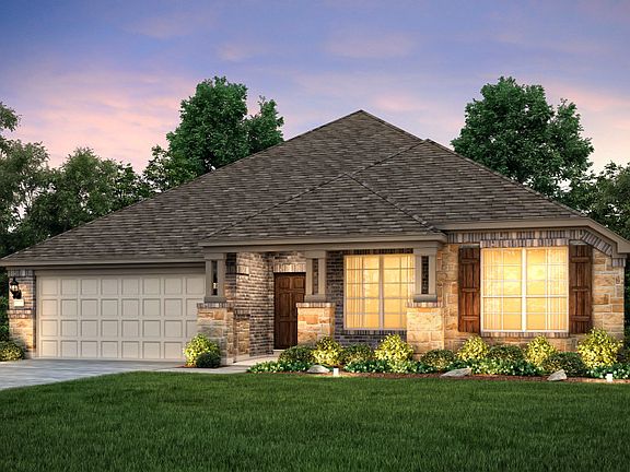 The Dunlay, a one-story home with 2-Car Garage, shown with Home Exterior D