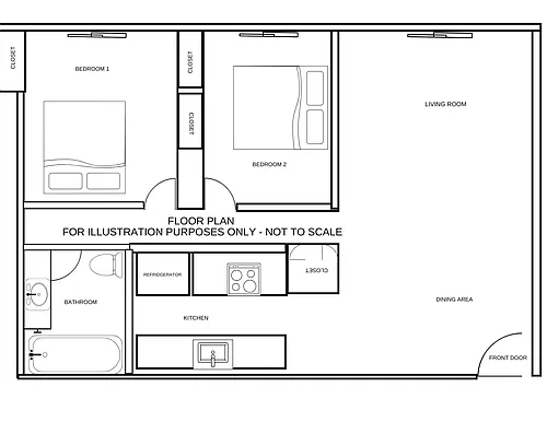Floor plan 2BR in Back Building