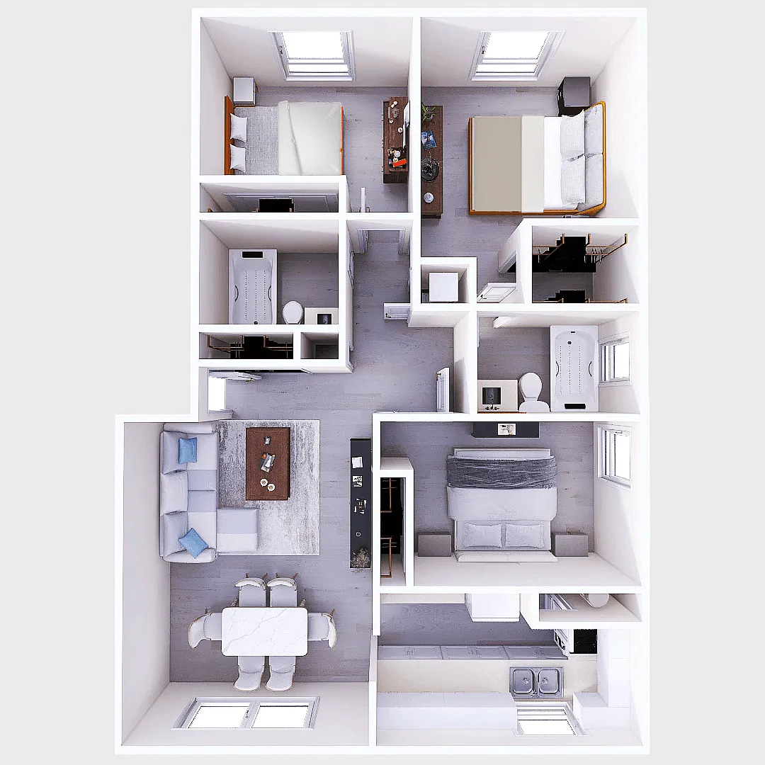 Floor plan Three Bedroom Two Bathroom