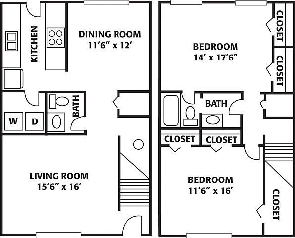 Floor plan Two Bedroom Willowbrook