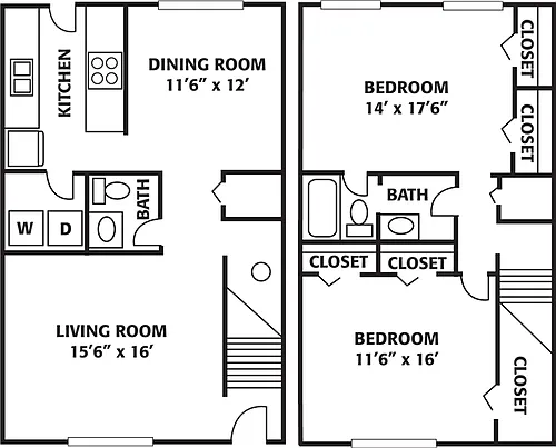Floor plan Two Bedroom Willowbrook