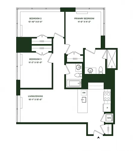 Floor plan Residence 03 - 3BR 2BA