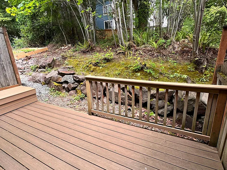Back deck facing greenbelt area