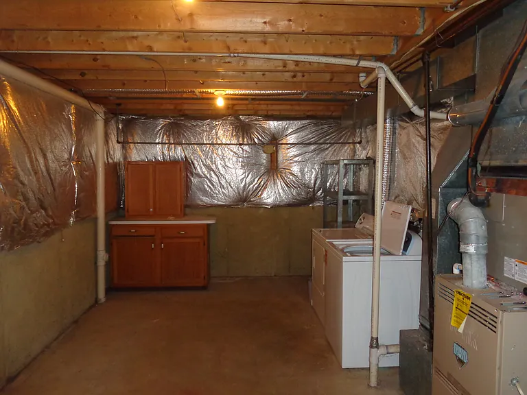 Laundry and storage room in basement