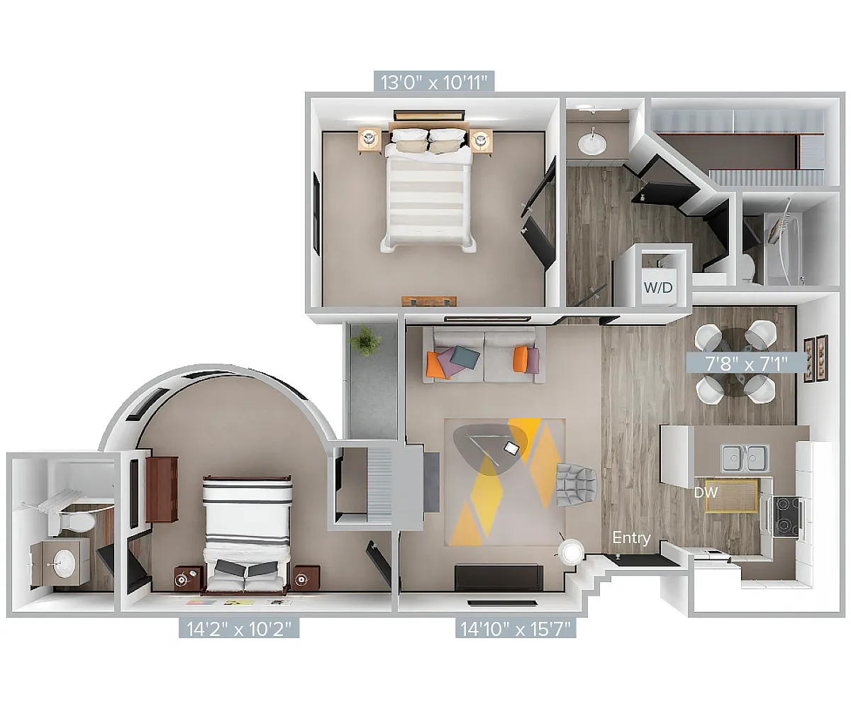 Floor plan D_2B2B_923SF_209-309-226-326-Standard