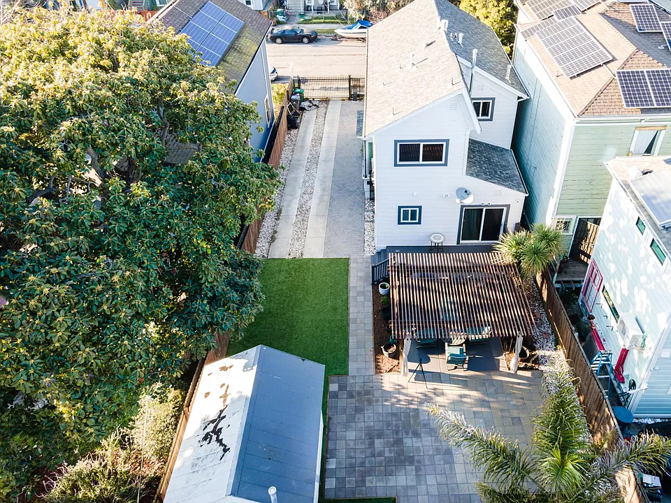 Aerial image of property and backyard