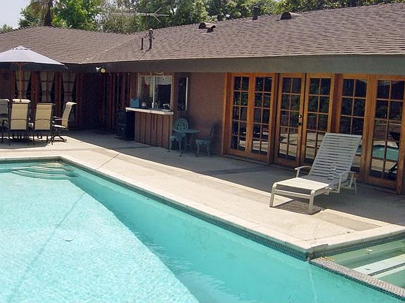 Pool area with French doors