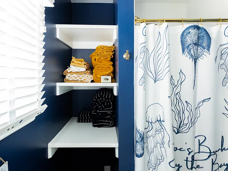 Additional storage space in the Bathroom.