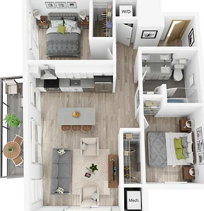 Plan Q | 2 bedroom, 1 bath Plan Q | 2 bedroom, 1 bath
